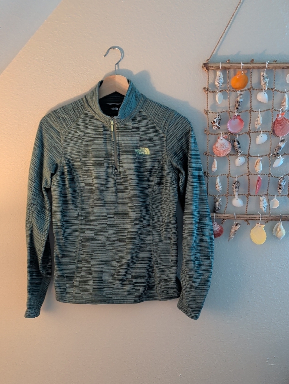 The North Face Dark Teal/Green Striped Half-Zip Pullover